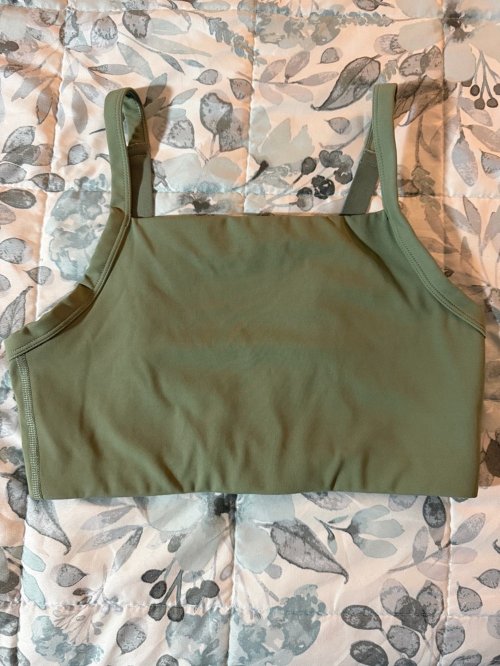 Women's Olive Green Square-Neck Sports Bra